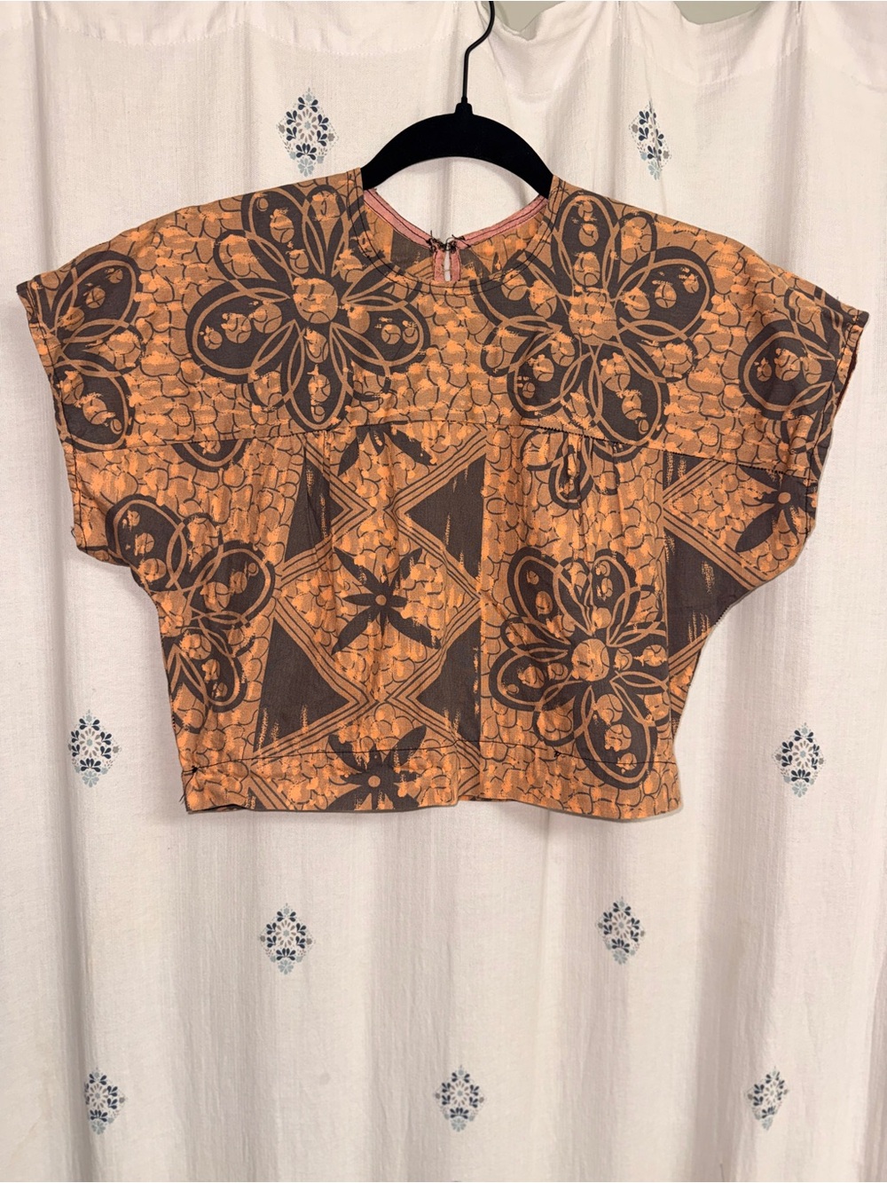 RARE Vintage Handmade Indonesian Batik Crop Top Blouse One-of-One! Size XS Small